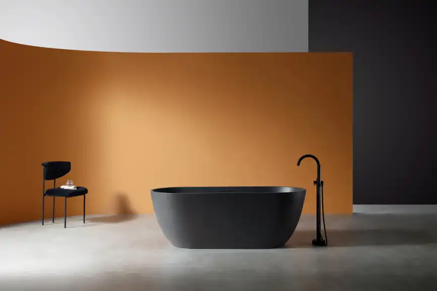 Ванна  Abber Frankfurt 170х75 AM9941B из искусственного камня, Черная матовая фото 2