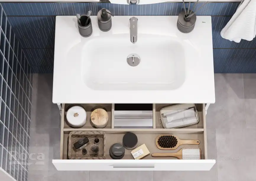 Тумбы под раковину Roca Victoria 80 A857470806 подвесная, цвет, Белый глянец фото 7