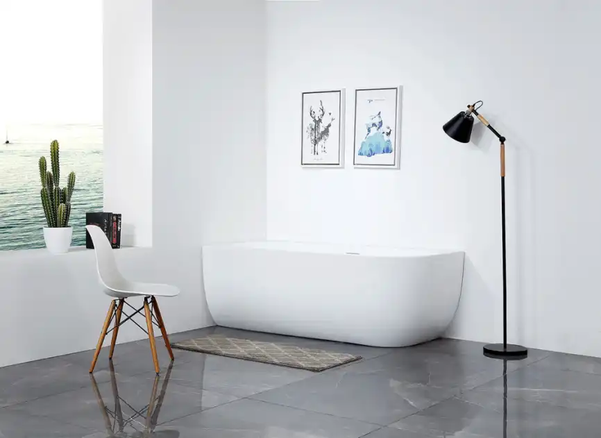 Акриловая ванна Abber 170х75 AB9315 L, отдельностоящая, Белая глянцевая фото 3