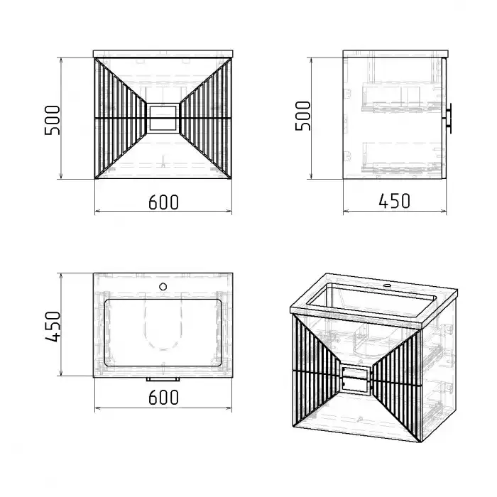 Тумба под раковину Grossman Луксор 60 подвесная, графит матовый (106056) фото 7