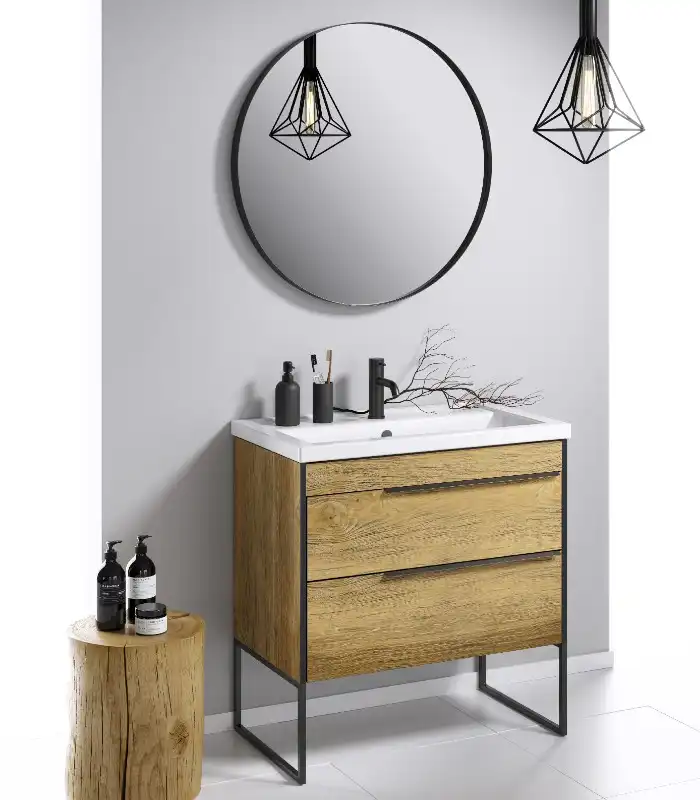 Тумба с раковиной напольная Aqwella Fargo 80 см, FRG0108DB/FRGN440, цвет Дуб балтийский фото 2