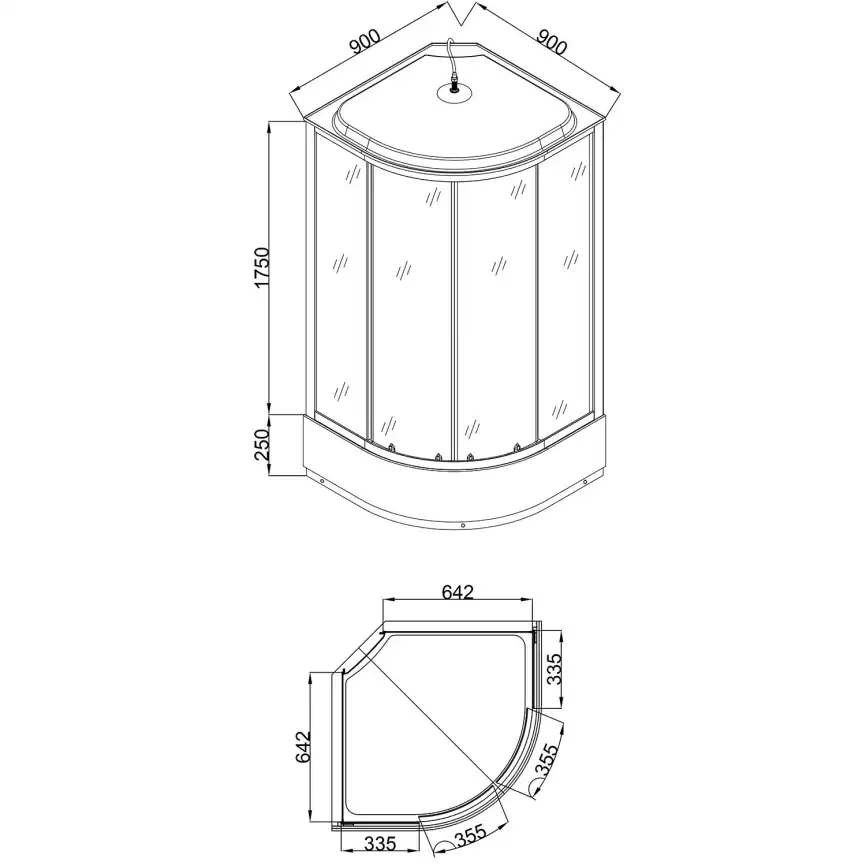 Душевая кабина Loranto 90х90 CS-6690-25K 90 средний поддон фото 3