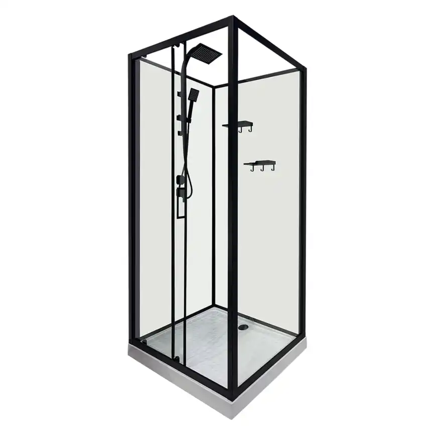 Душевая кабина Loranto 100х100 CS-3010TM/W-100L, низкий поддон, цвет профиля черный фото 1