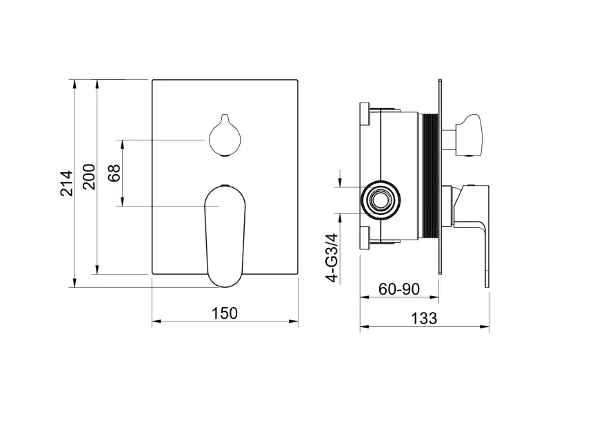 Смеситель для ванны Aquatek Оберон AQ1246BG, Золото матовое фото 3