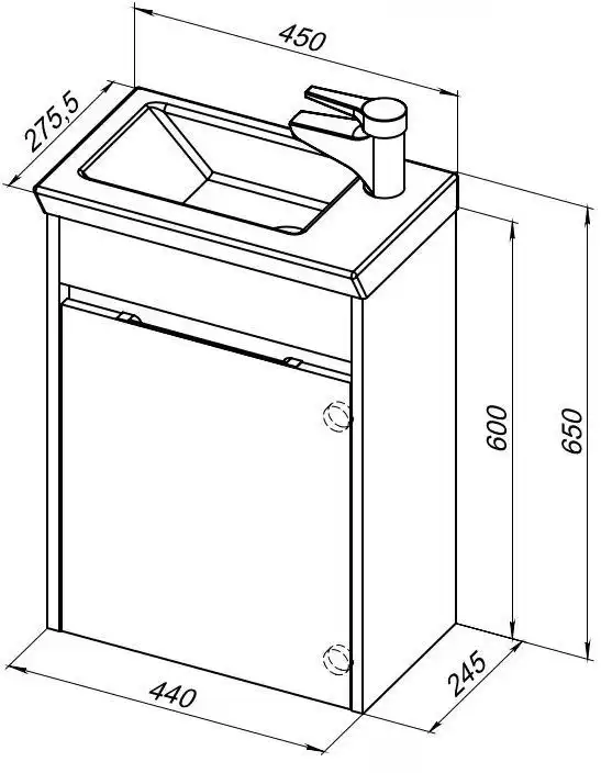 Тумба под раковину Aquanet Дувр 45 белый 182607 фото 2