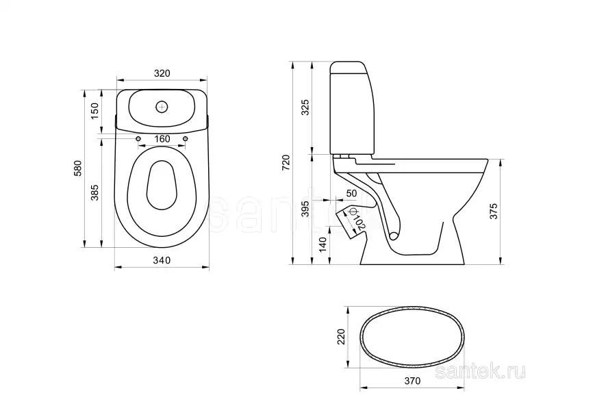 Унитаз-компакт Santek Римини с диагональным выпуском, эконом- 1 реж., полипропилен, 1WH111758 фото 7