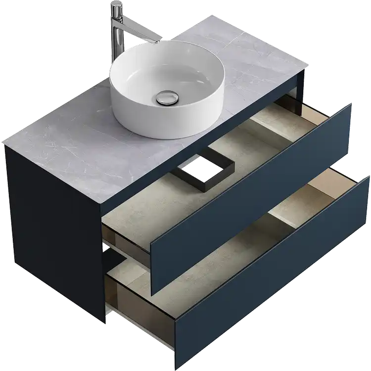 Тумба с раковиной подвесная Aqwella Geometria 100 GE01102GRM+STG1014X456GS, со столешницей серый камень, цвет серый фото 2