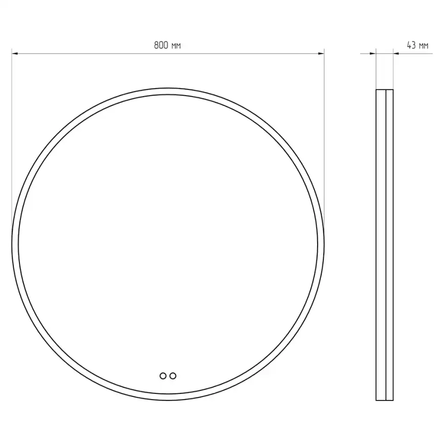 Зеркало с подсветкой AVS AZ 80 см, антипар, черное матовое фото 10