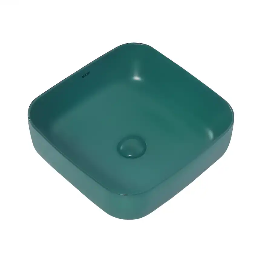 Раковина накладная ABBER RECHTECK 38,5х38,5х13,5 AC2211MBG, квадратная, темно-зеленая матовая фото 2