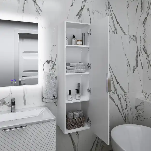 Шкаф-пенал для ванной Grossman Блисс 35 подвесной, белый матовый (303548) фото 6