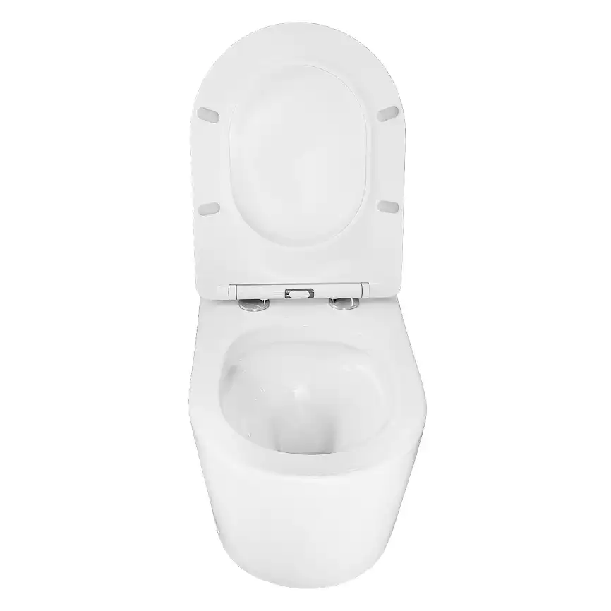 Подвесной унитаз безободковый Azario Ollin AZ-0513R , с системой антивсплеск (Торнадо), сидением микролифт, цвет белый фото 5