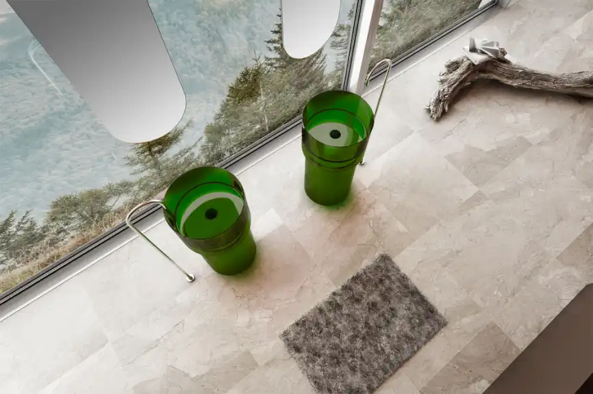 Раковина напольная ABBER KRISTALL 45х45х90 AT2701Emerald, круглая, зеленая фото 3