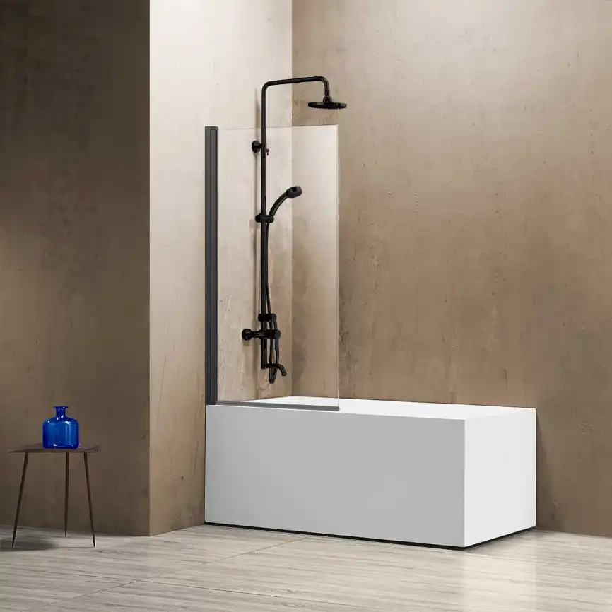 Шторка для ванны Vincea  80 VSB-11800CLGM, распашная, профиль вороненая сталь, стекло прозрачное фото 1