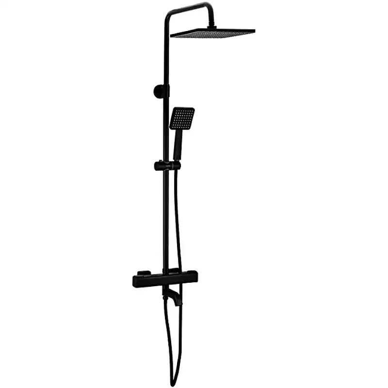 Душевая система Gappo G2491-6  с тропическим душем и термостатом, Черный матовый фото 2