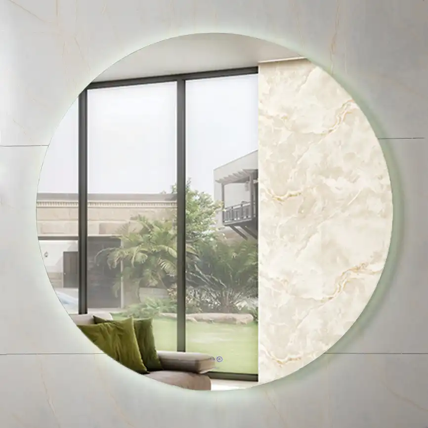 Зеркало с подсветкой AVS Лангано 75x75 см, часы и антипар фото 2