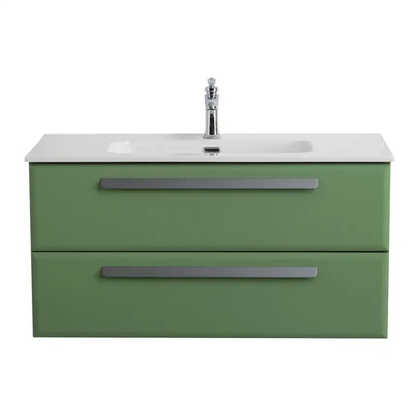 Тумба под раковину Cezares ECO-CER-N 100 см, ECO-CER-N-1000-2C-SO-PS-P (без ручек), Фисташковый софт фото 1