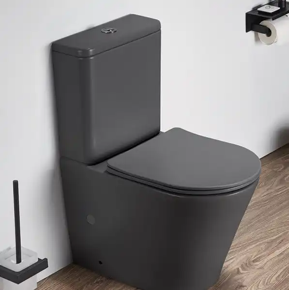 Унитаз-компакт Ceramalux 2179XMDH, безободковый, с бачком и сидением микролифт Серый матовый фото 1