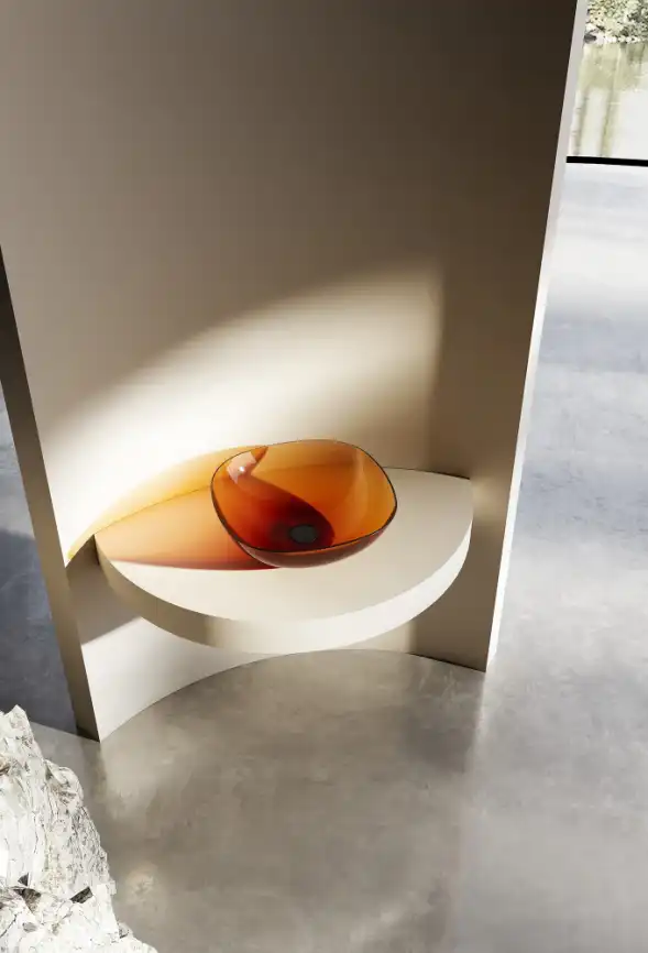 Раковина накладная ABBER KRISTALL 43х43х15 AT2806Opal, квадратная, коричневая фото 2