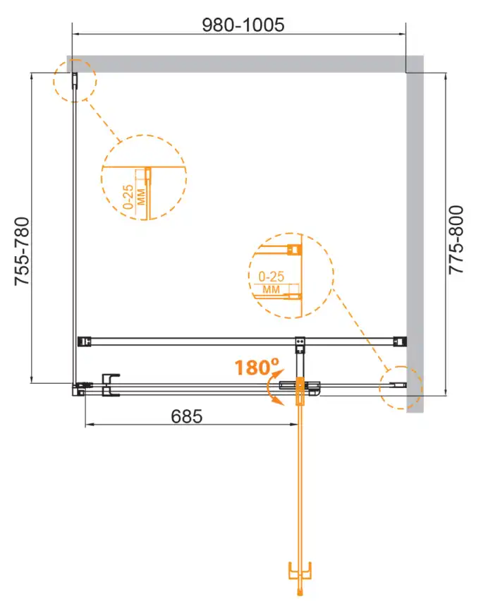 Душевой уголок CEZARES VALVOLA-AH-1-100/80-C-Cr стекло Прозрачное, профиль Хром фото 2