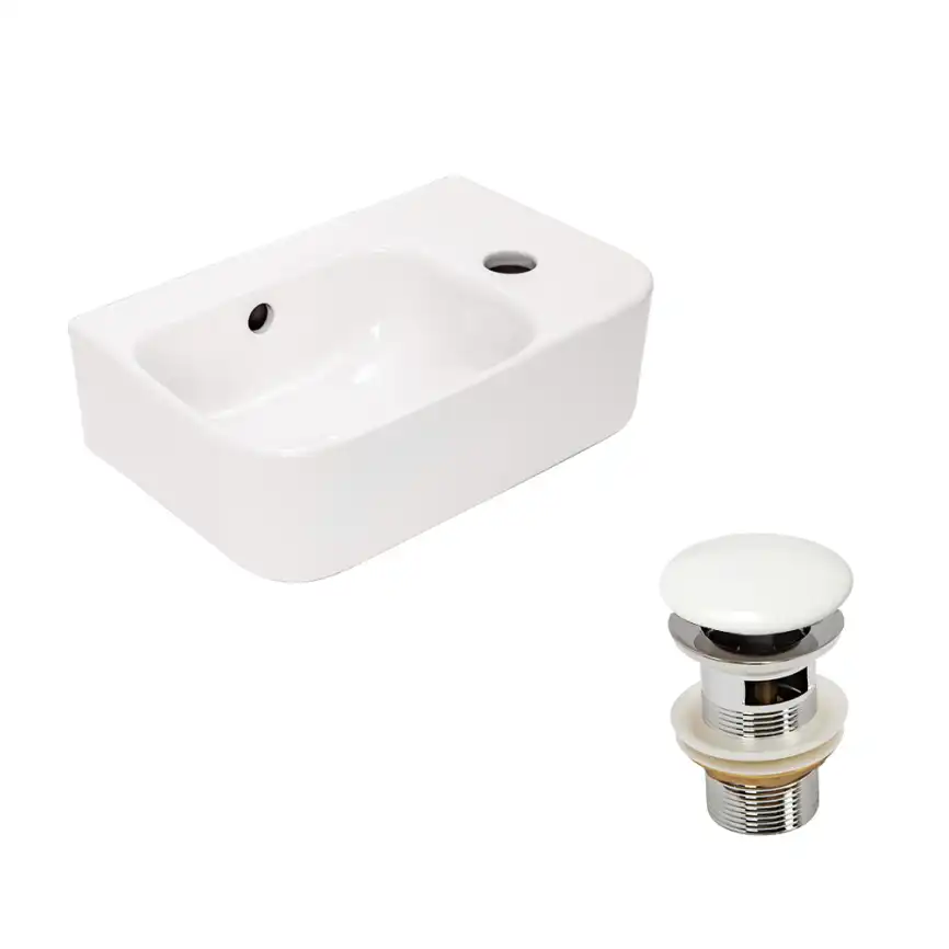 Рукомойник AVS Грэйс 37x25 L, белый с донным клапаном фото 1