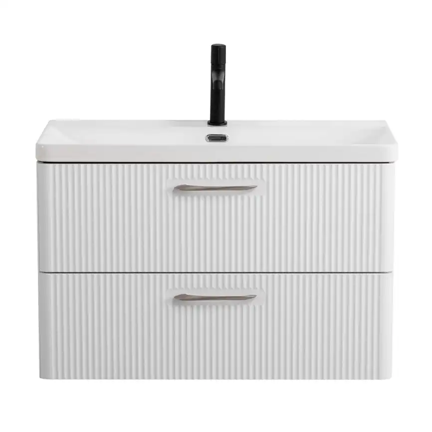 Тумба под раковину BelBagno DUE-800-2C-SO-BM-P подвесная Белый металлик фото 1