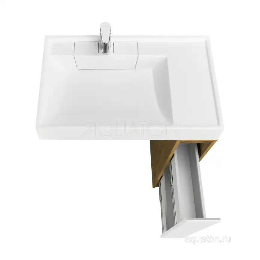 Тумба под раковину Aquaton Лондри 80 под стиральную машину без фасада 1A267101LHDR0 напольная цвет, дуб рустикальный фото 8