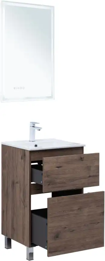 Тумба под раковину Aquanet Алвита New 50 напольная, дуб веллингтон табак, 344126 фото 6