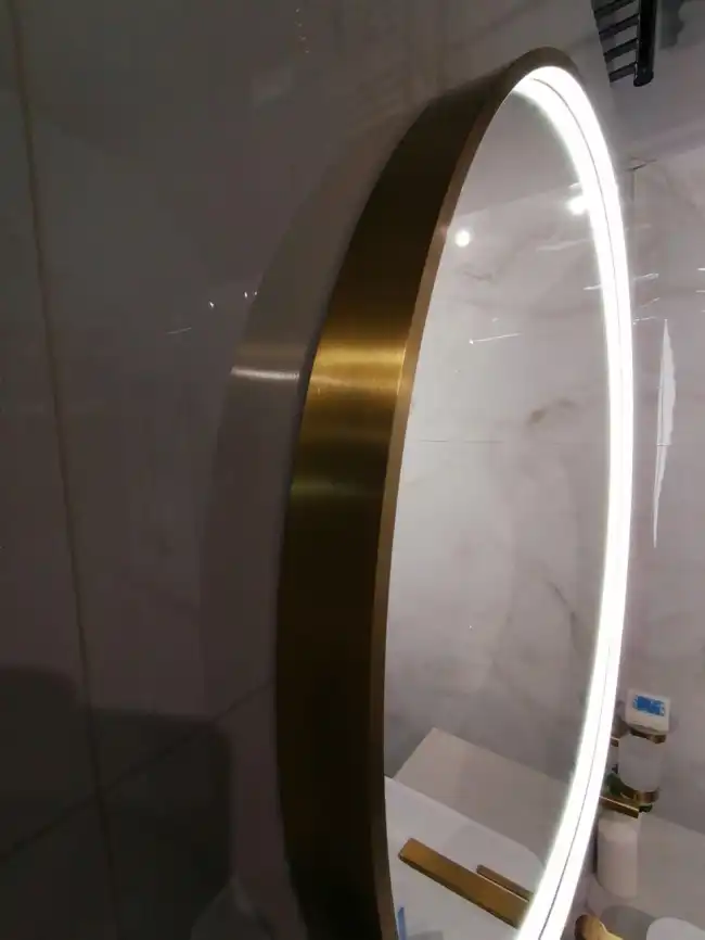 Зеркало с подсветкой AVS AZ 80 см Антипар Брашированное золото фото 4