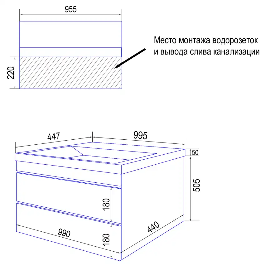 Тумба с раковиной Azario Эстима 100 CS00094586, подвесная, Графит фото 9