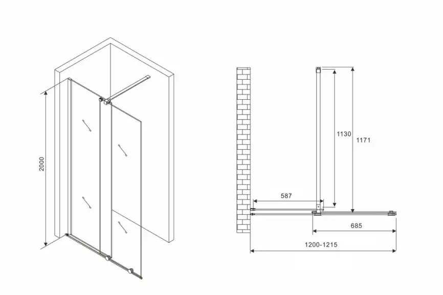 Душевая перегородка Abber Komfort 120 см, AG09120B, профиль Черный, стекло Прозрачное фото 6