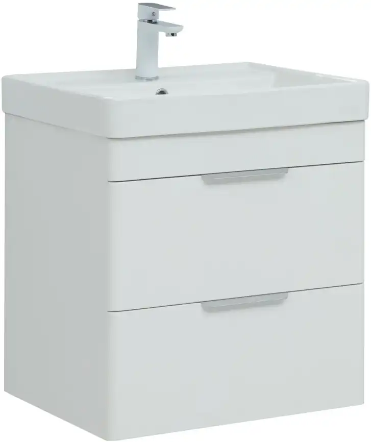 Тумба под раковину Aquanet Ирис new 60 белый глянец (2 ящика) 310144 фото 1