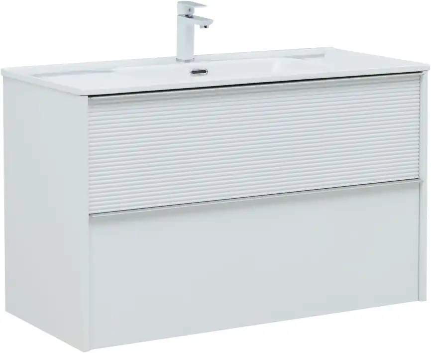 Тумба под раковину Aquanet Вита 100 белый матовый, подвесная, 330474 фото 1