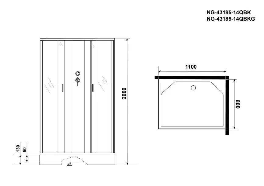Душевая кабина Niagara Classic 110х80х200 NG-43185-14QBKG низкий поддон, с гидромассажем, 431853QBKG фото 3