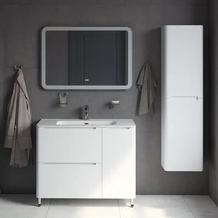 Тумба с раковиной IDDIS Edifice 100, напольная, Белая, EDI10WFi95K фото 2