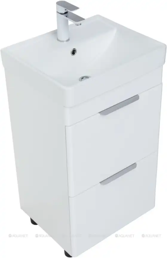 Тумба под раковину Aquanet Ирис new 50 белый глянец (2 ящика) 310151 фото 6