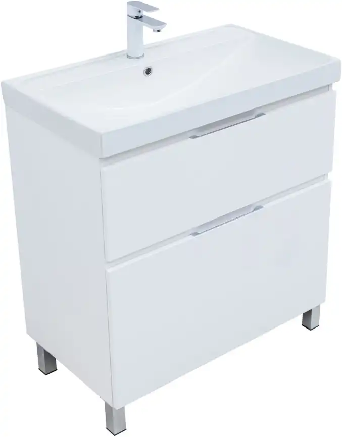 Тумба под раковину Aquanet Алвита New 80 напольная, белый матовый, 344134 фото 9