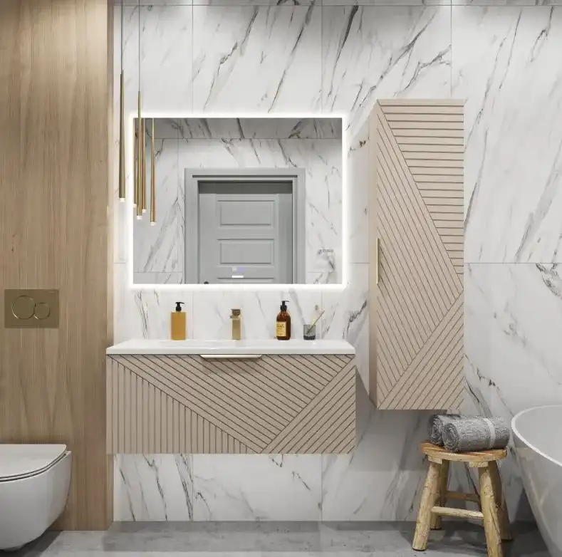 Тумба под раковину Grossman Блисс 100 подвесная, бежевый матовый (1010049) фото 3