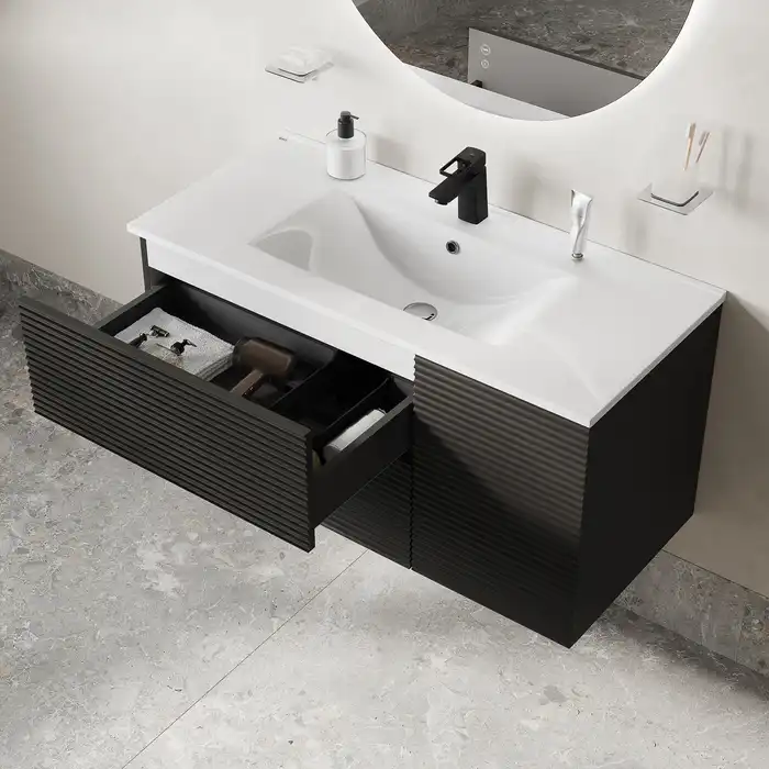 Тумба с раковиной IDDIS Bild 100, подвесная, Темно-серый, BIL10G0i95K фото 14