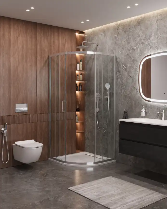 Душевой уголок CEZARES MOLVENO-R-2-90-C-Cr-IV стекло Прозрачное, профиль Хром фото 6