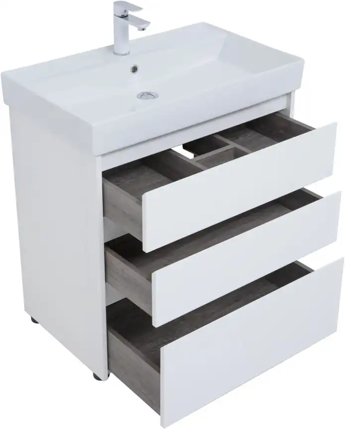 Тумба под раковину Aquanet Nova Lite 75 белый глянец (3 ящика) 302472 фото 4