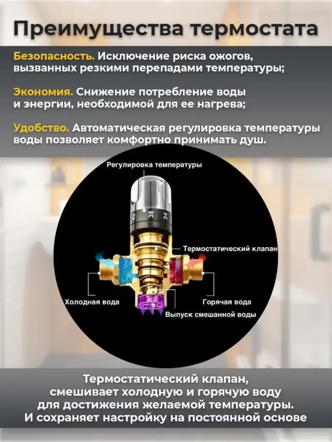Встраиваемая душевая система AVS TERMO 811-504-BG термостат с изливом, брашированное золото фото 5