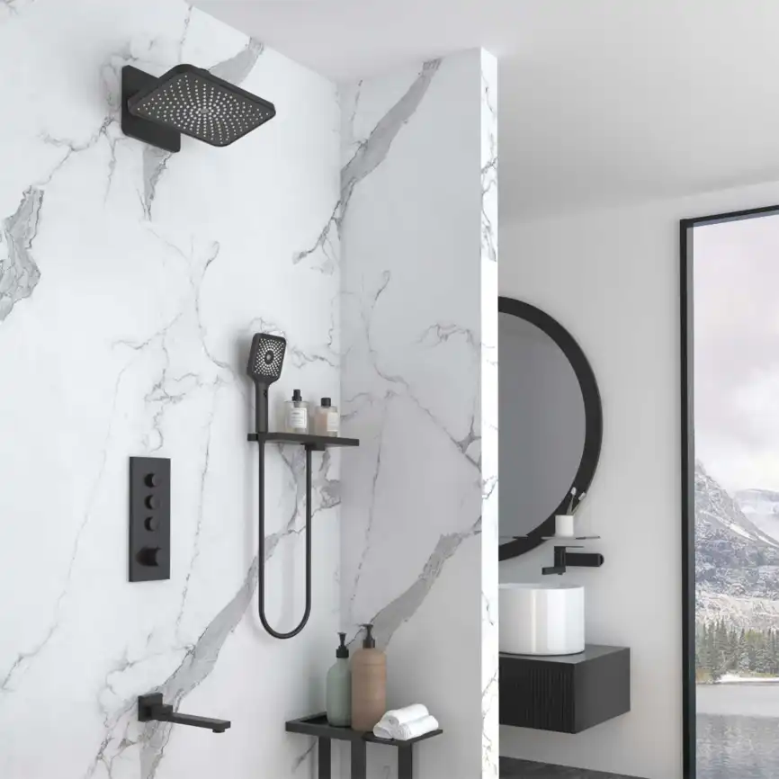 Душевая система  Vincea  VSFW-433TI4RMB VSFW-433TI4RMB  с термостатом, встраиваемая, черный матовый фото 1