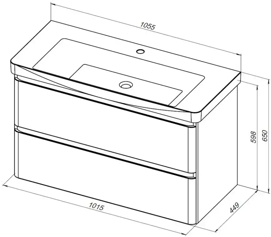 Тумба под раковину Aquanet Эмбер 105 белый матовый 330469 фото 2