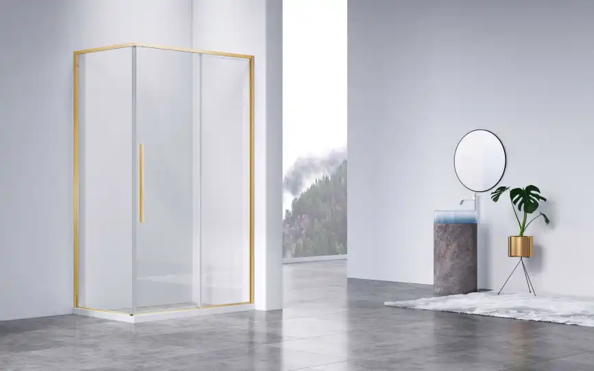 Душевой уголок Vincea Slim-N 120х80 VSR-4SN8012CLG, дверь раздвижная, профиль брашированное золото, стекло прозрачное фото 2