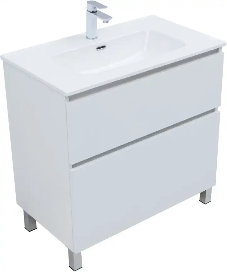 Тумба под раковину Aquanet Вега 80 напольная, белый глянец, 344123 фото 10