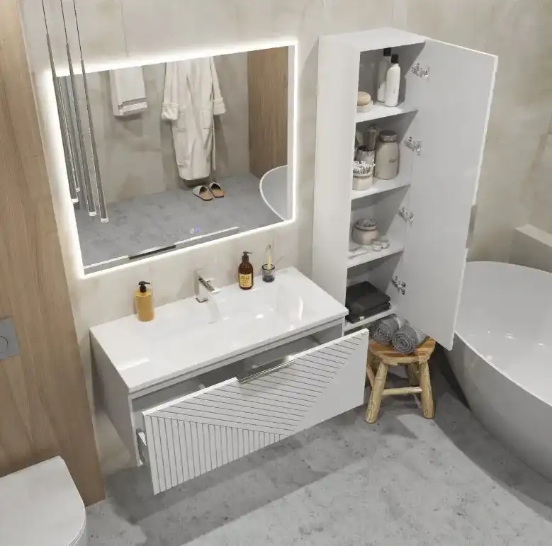 Тумба под раковину Grossman Блисс 100 подвесная, белая матовая (1010050) фото 5