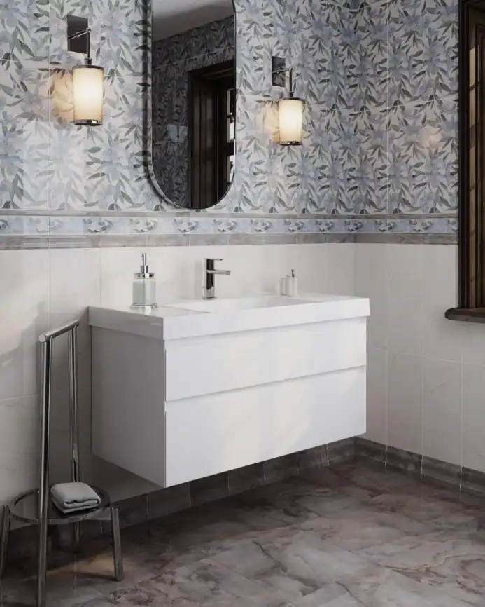 Раковина KERAMA MARAZZI CUBO подвесная\мебельная, 100 см, белая глянцевая, CU.wb.100 фото 3