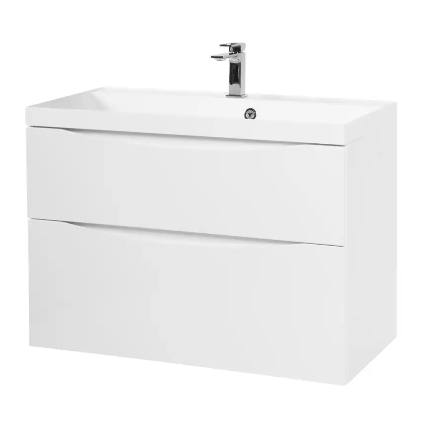 Тумба под раковину BelBagno MARINO-H60-800-2C-SO-BL-P подвесная Bianco Lucido фото 1
