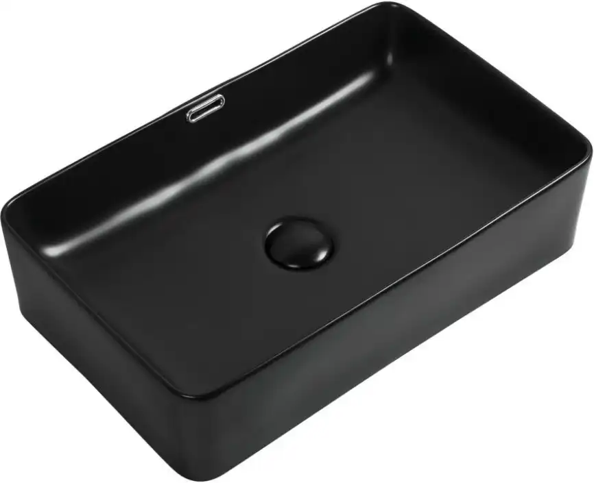 Раковина накладная Aquanet PERFECT-3-MB 55х35х14 прямоугольная, Черная матовая фото 1