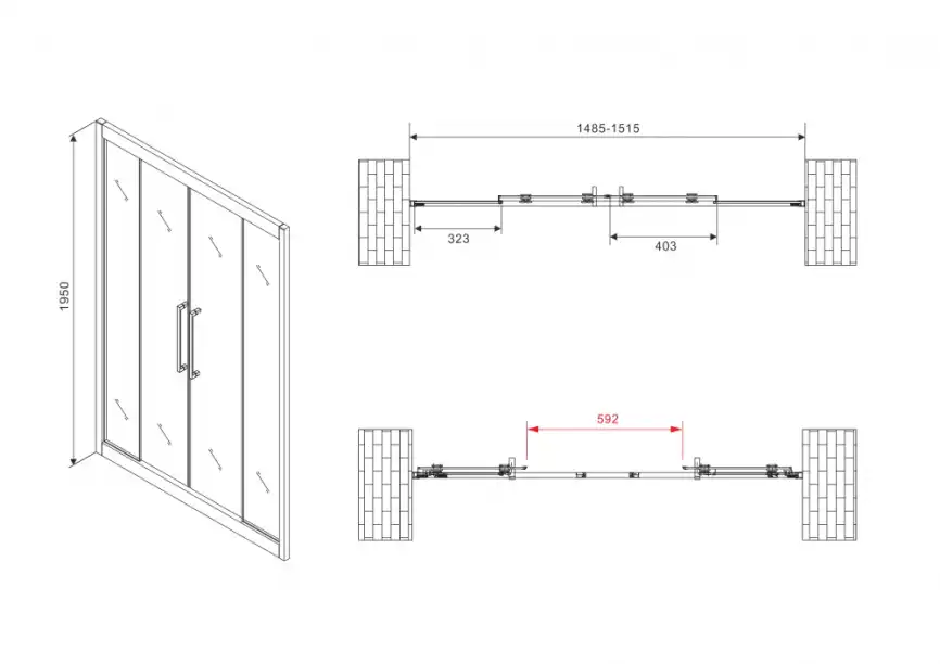 Душевая дверь Abber Schwarzer Diamant 150 см, AG33150H, профиль Хром, стекло Прозрачное фото 5